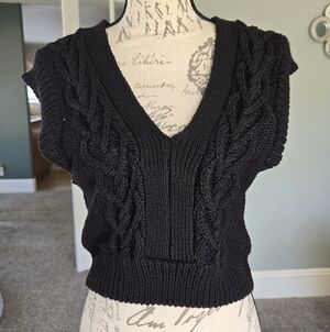 Z Supply Black Cable Knit Sweater Vest Size S